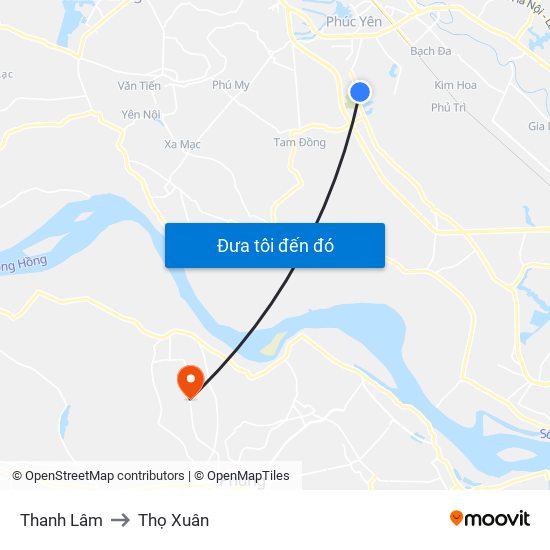 Thanh Lâm to Thọ Xuân map