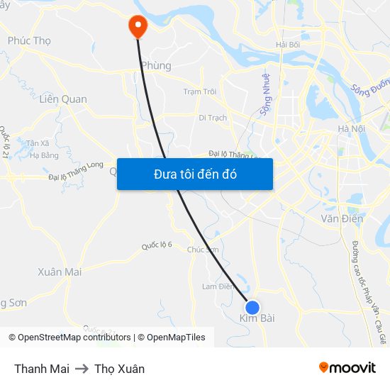 Thanh Mai to Thọ Xuân map