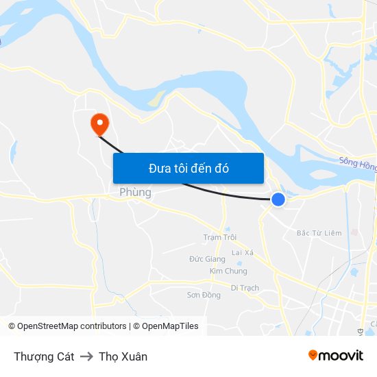 Thượng Cát to Thọ Xuân map