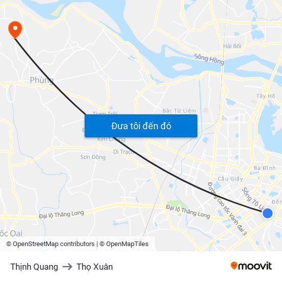 Thịnh Quang to Thọ Xuân map