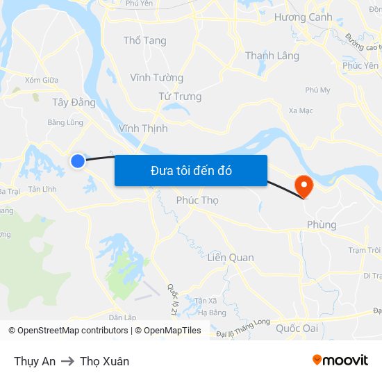 Thụy An to Thọ Xuân map