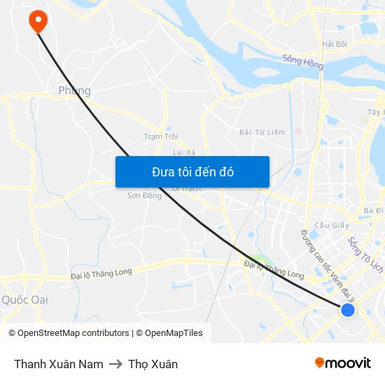 Thanh Xuân Nam to Thọ Xuân map