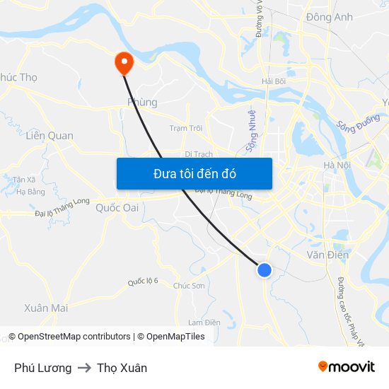 Phú Lương to Thọ Xuân map