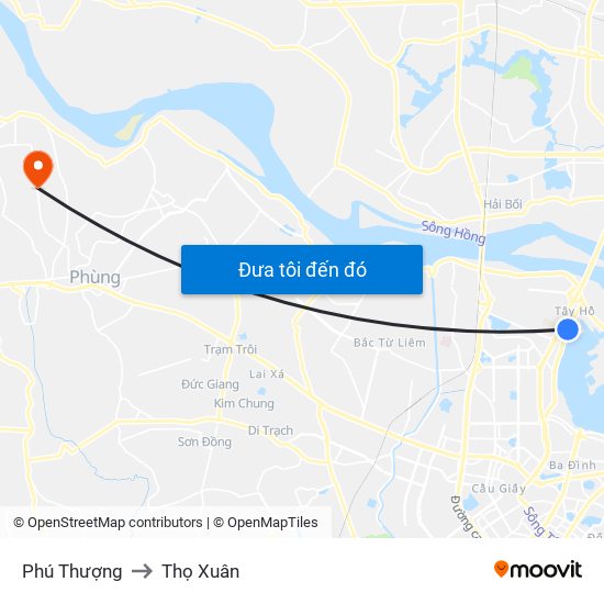 Phú Thượng to Thọ Xuân map