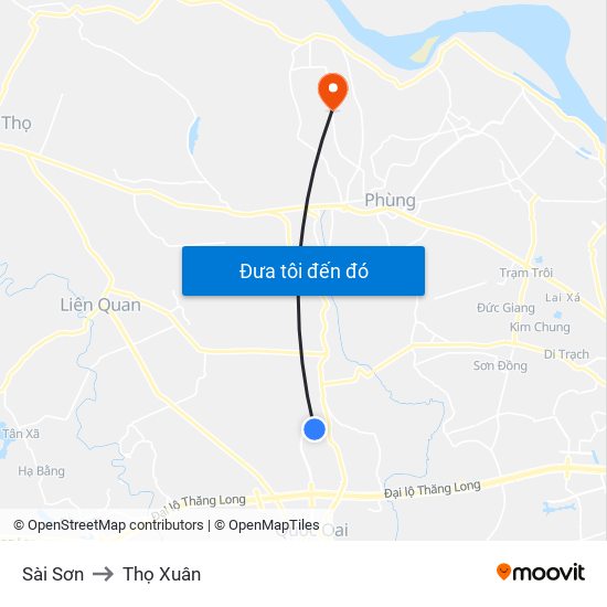 Sài Sơn to Thọ Xuân map