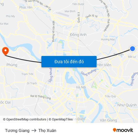 Tương Giang to Thọ Xuân map