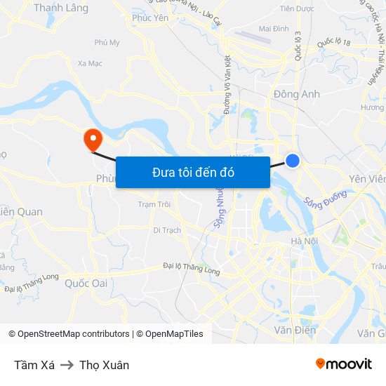 Tầm Xá to Thọ Xuân map