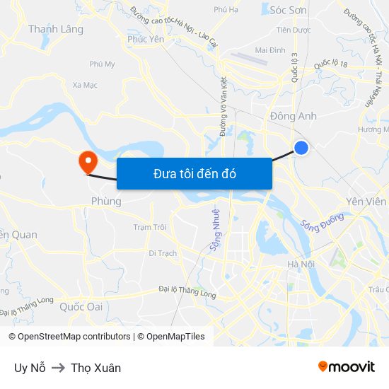 Uy Nỗ to Thọ Xuân map