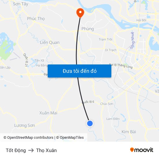 Tốt Động to Thọ Xuân map