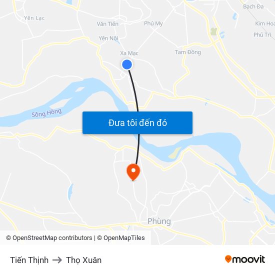 Tiến Thịnh to Thọ Xuân map