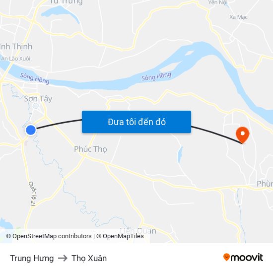Trung Hưng to Thọ Xuân map