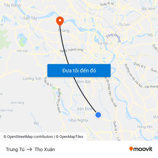 Trung Tú to Thọ Xuân map