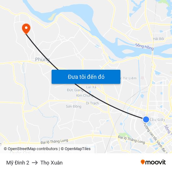 Mỹ Đình 2 to Thọ Xuân map