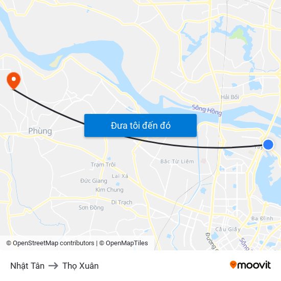 Nhật Tân to Thọ Xuân map