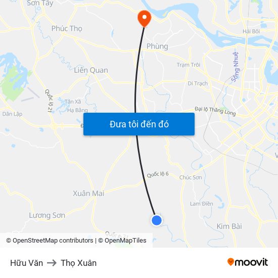 Hữu Văn to Thọ Xuân map