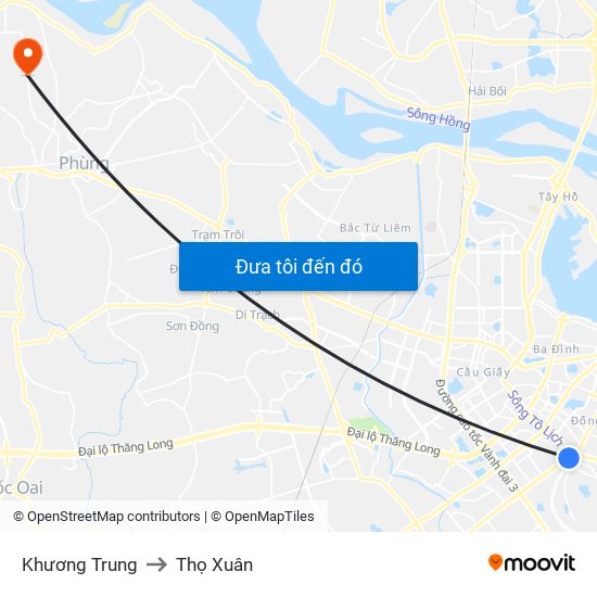 Khương Trung to Thọ Xuân map