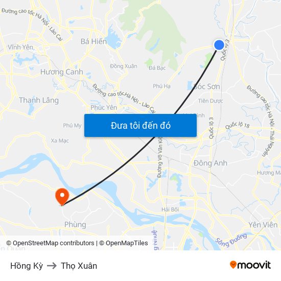 Hồng Kỳ to Thọ Xuân map