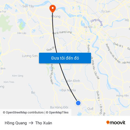 Hồng Quang to Thọ Xuân map