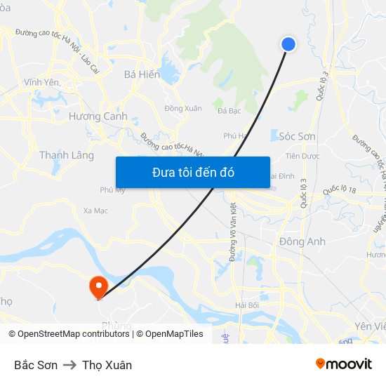 Bắc Sơn to Thọ Xuân map