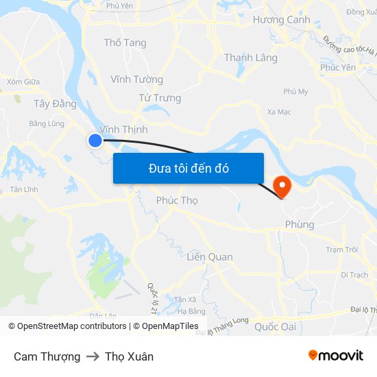 Cam Thượng to Thọ Xuân map
