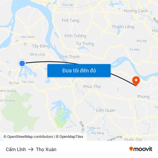 Cẩm Lĩnh to Thọ Xuân map