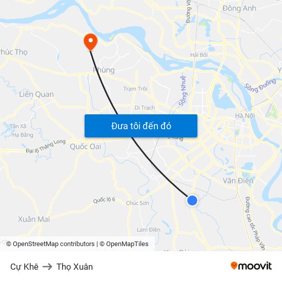 Cự Khê to Thọ Xuân map