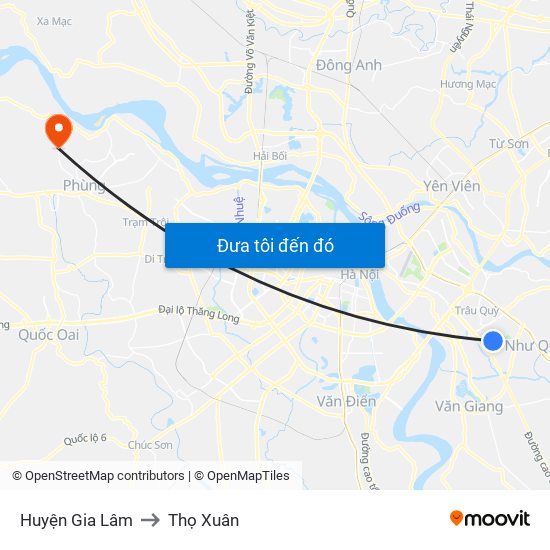Huyện Gia Lâm to Thọ Xuân map