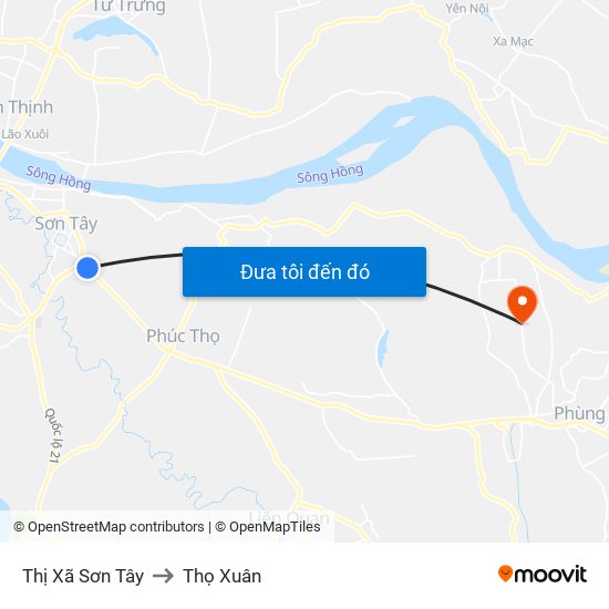 Thị Xã Sơn Tây to Thọ Xuân map