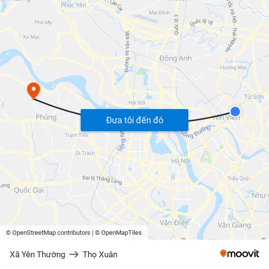 Xã Yên Thường to Thọ Xuân map