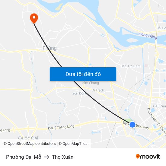 Phường Đại Mỗ to Thọ Xuân map