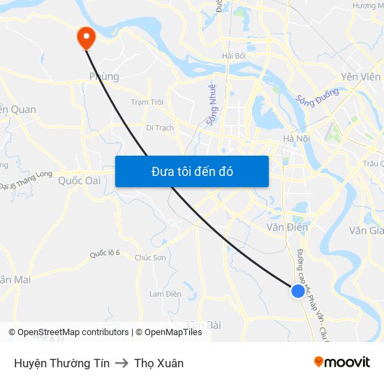 Huyện Thường Tín to Thọ Xuân map