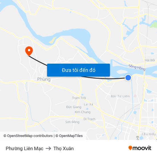 Phường Liên Mạc to Thọ Xuân map