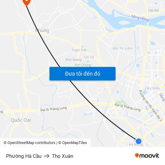 Phường Hà Cầu to Thọ Xuân map