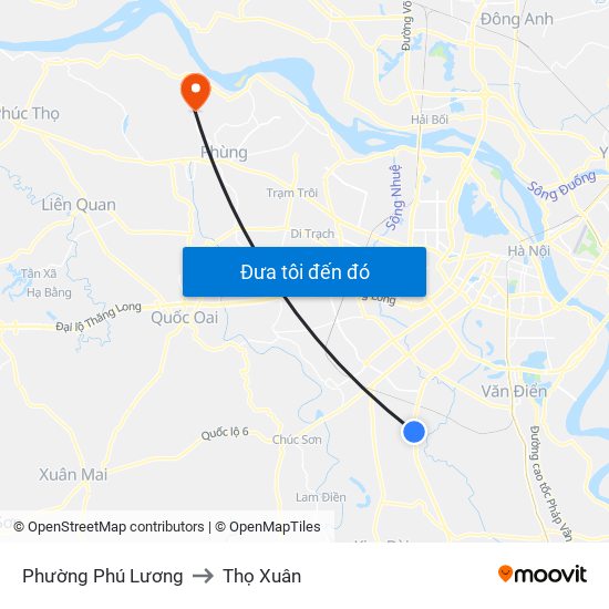 Phường Phú Lương to Thọ Xuân map