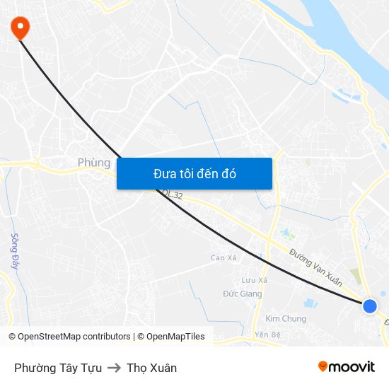 Phường Tây Tựu to Thọ Xuân map