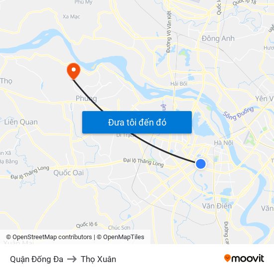 Quận Đống Đa to Thọ Xuân map