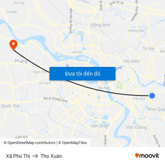 Xã Phú Thị to Thọ Xuân map