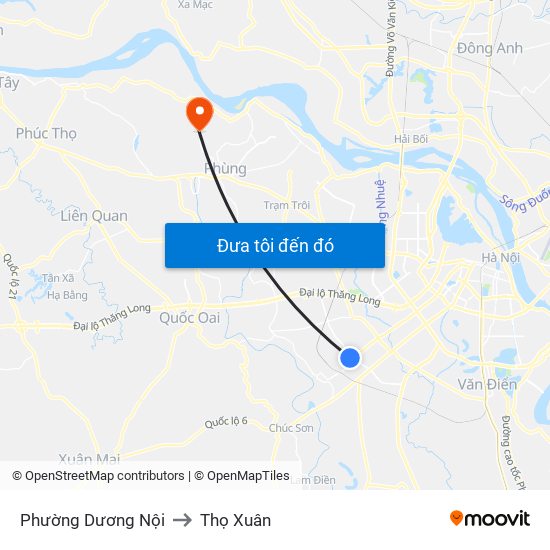 Phường Dương Nội to Thọ Xuân map