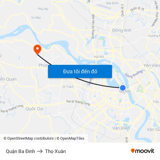 Quận Ba Đình to Thọ Xuân map