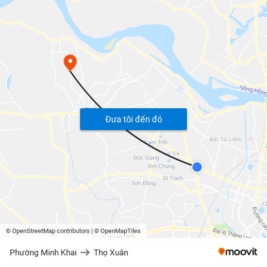 Phường Minh Khai to Thọ Xuân map