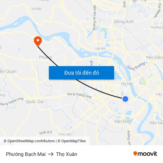 Phường Bạch Mai to Thọ Xuân map