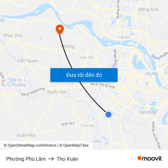 Phường Phú Lãm to Thọ Xuân map
