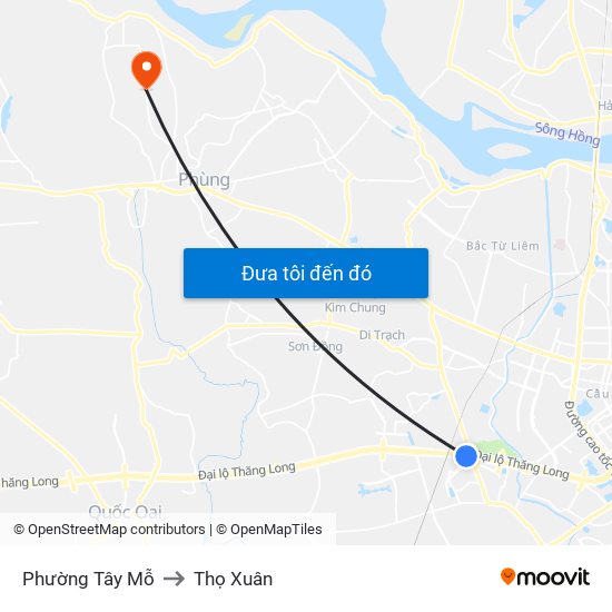 Phường Tây Mỗ to Thọ Xuân map