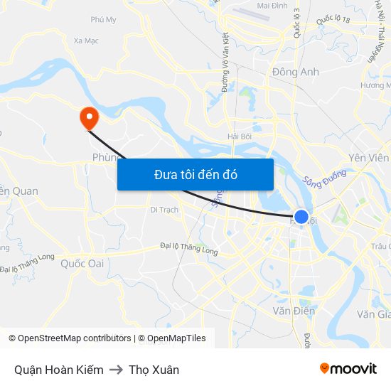 Quận Hoàn Kiếm to Thọ Xuân map