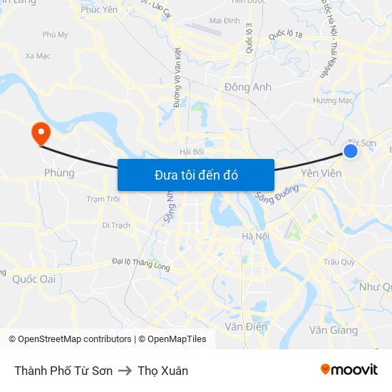 Thành Phố Từ Sơn to Thọ Xuân map