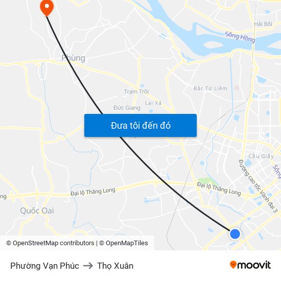 Phường Vạn Phúc to Thọ Xuân map