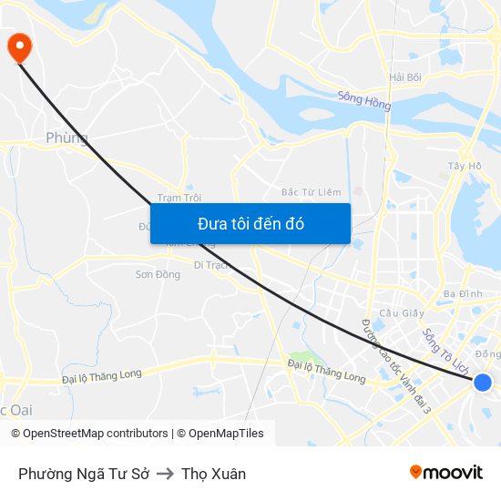 Phường Ngã Tư Sở to Thọ Xuân map