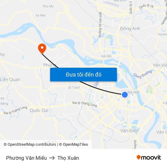 Phường Văn Miếu to Thọ Xuân map