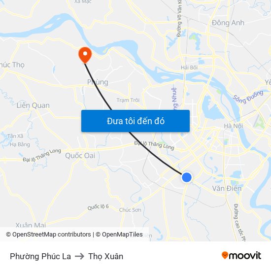 Phường Phúc La to Thọ Xuân map