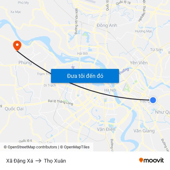 Xã Đặng Xá to Thọ Xuân map